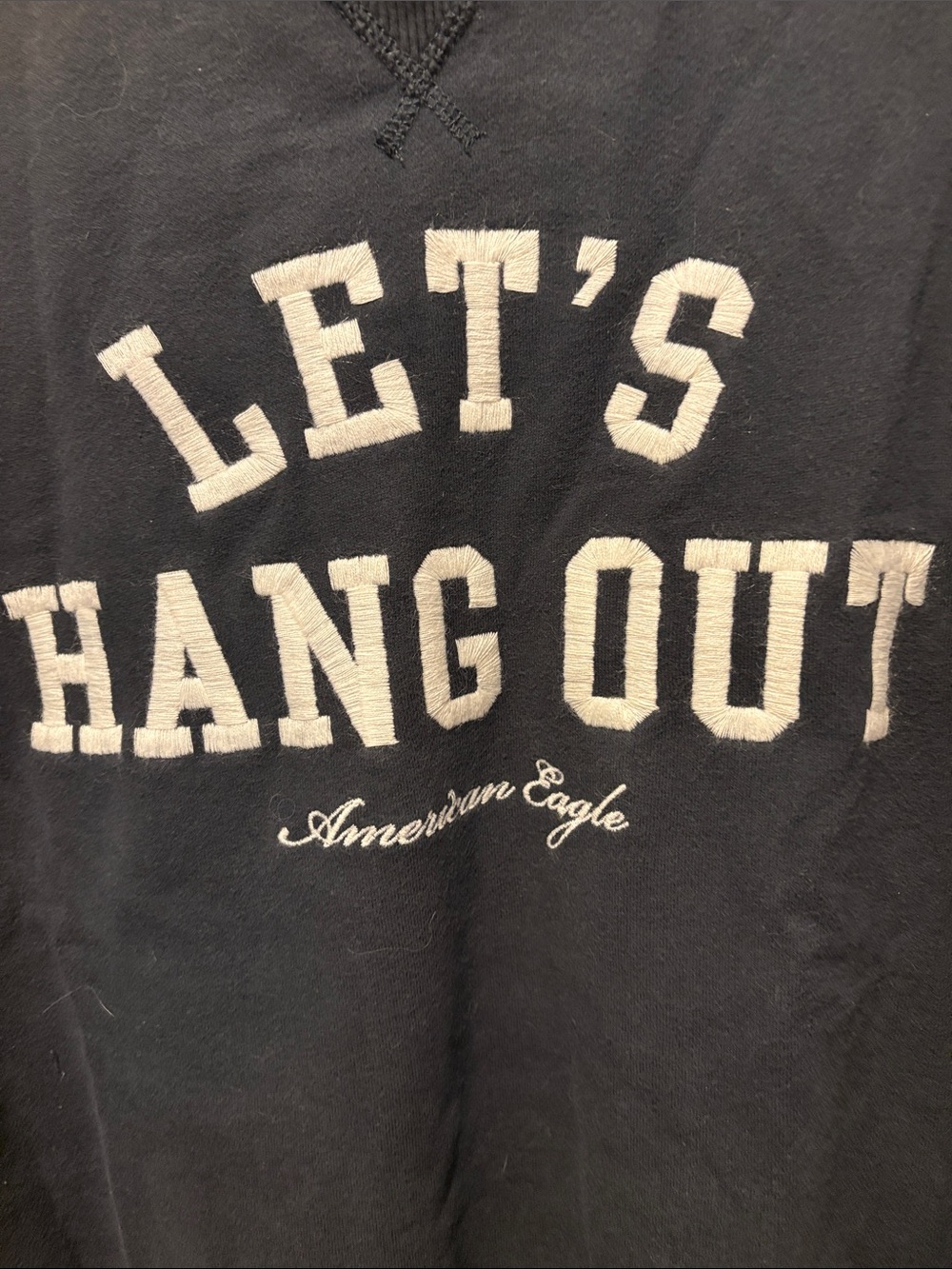 American Eagle Outfitters Black Crewneck Sweatshirt with "LET'S HANG OUT" - Picture 3 of 4